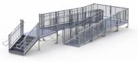 36' Turn Back Commercial Modular Ramp System with 5' x 7' Landing & 36" ADA/IBC Step System