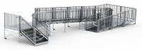 36' Turn Back Commercial Modular Ramp System with 5' x 10' Landing & 36" ADA/IBC Step System
