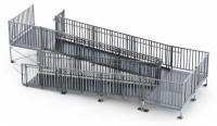 36' Turn Back Commercial Modular Ramp System with 5' x 7' Landing (7' Out From Door)