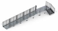 30' Straight Commercial Modular Ramp System with 5' x 10' Landing & 30" ADA/IBC Step System